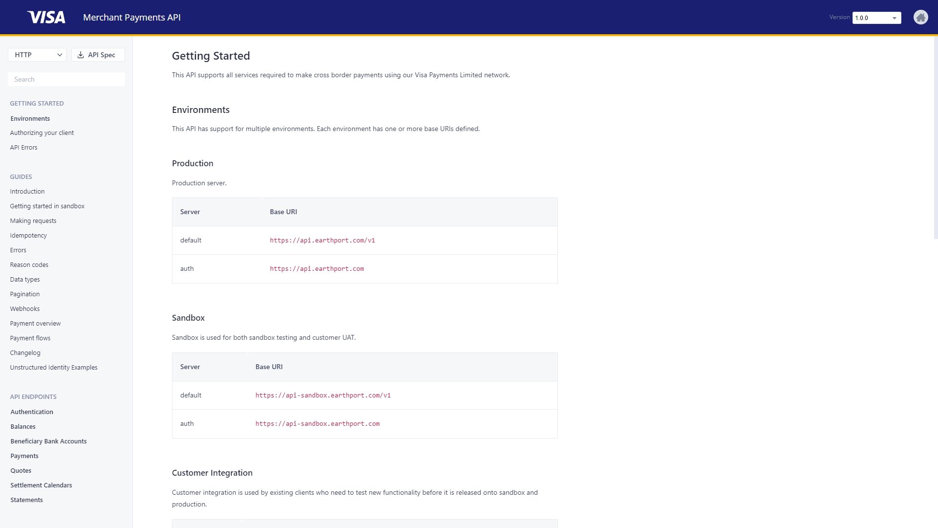 Visa Payments Limited API Portal