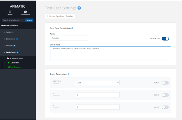 Sample test case in APIMatic