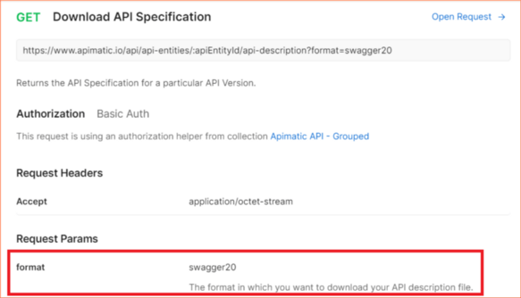 How descriptive content at request params level is rendered in documentation