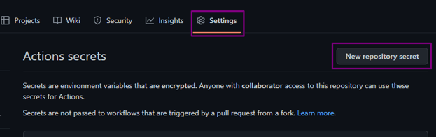 Create Repository Secrets 