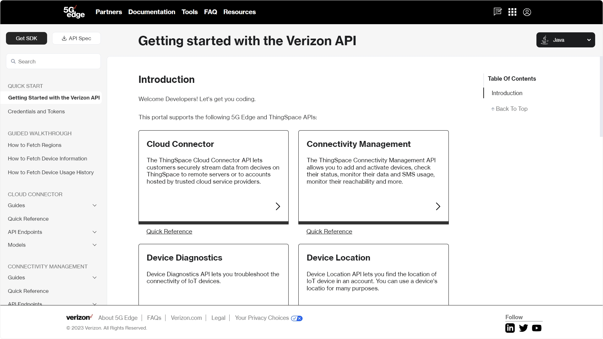 Verizon's API Portal made using APIMatic