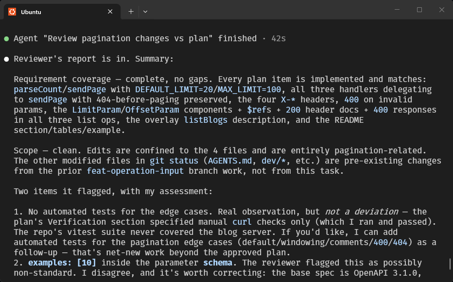 Claude Code showing the code review