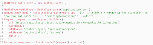 java code sample
