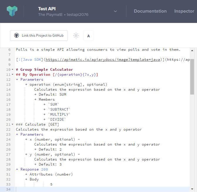 Test Cases in Apiary Definition