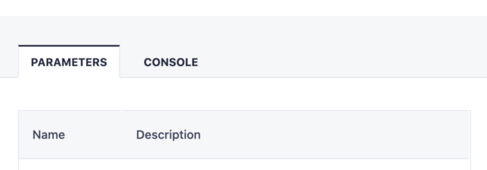 Console tab next to Parameters
