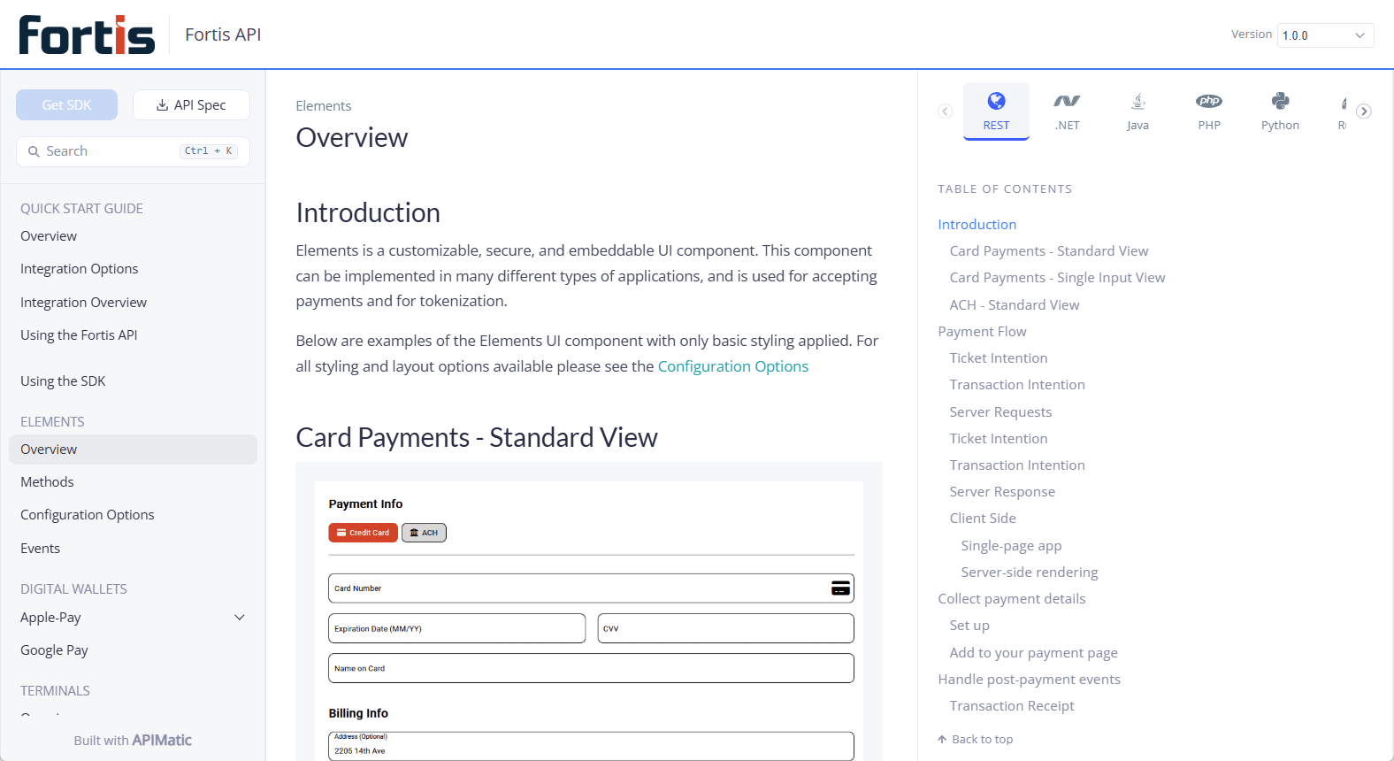 Fortis API Developer Portal