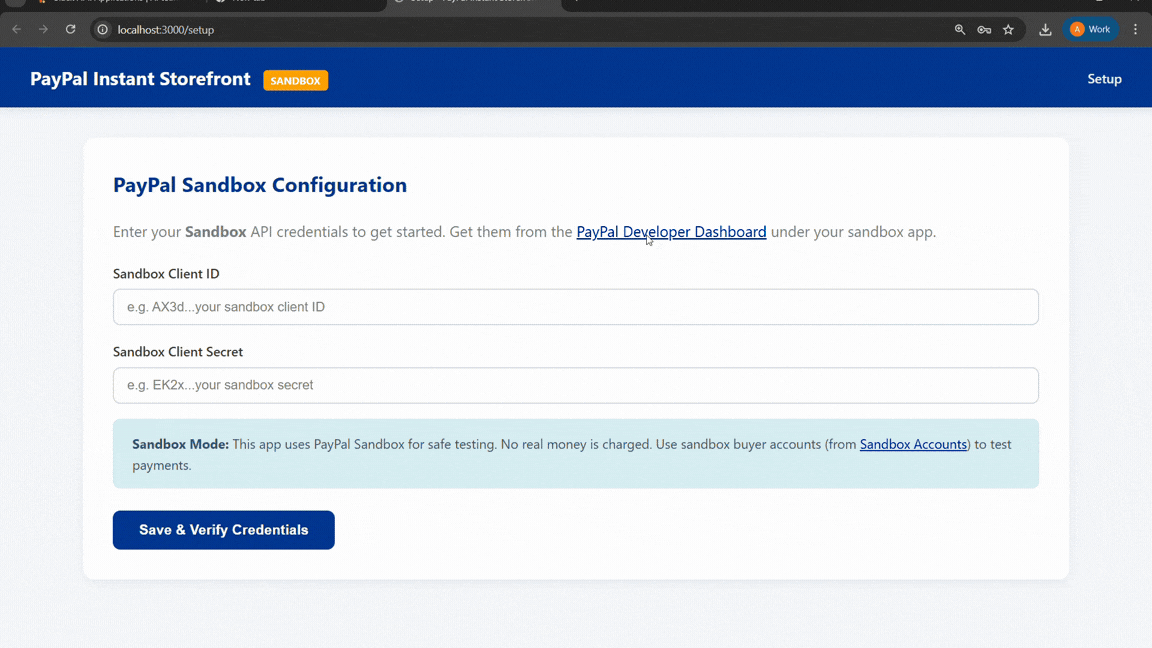 PayPal Instant Storefront
